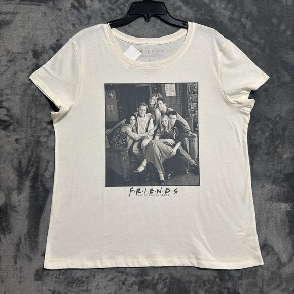 Friends The Early Years Group T-Shirt Women's Sz Large Cream Short Sleeve - Picture 1 of 5